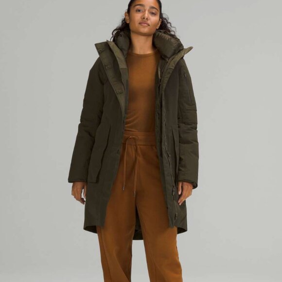 (0217) Lululemon Winter Warrior 3-in-1 Parka Dark Olive sz 12 ($698) - Picture 3 of 8